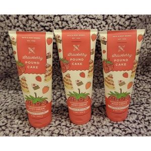 Bath & Body Works Strawberry Poundcake Hand Body Cream Set of 3